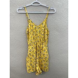 Womens Divided by H&M Yellow Floral Spaghetti Strap Romper Size 0